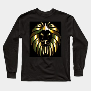 Golden Lion On Black Long Sleeve T-Shirt